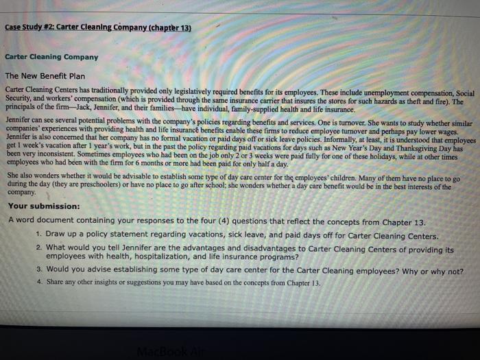 Case Study. 12: Carter Cleaning Company (chapter