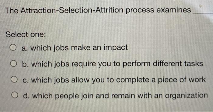 The Attraction-Selection-Attrition process