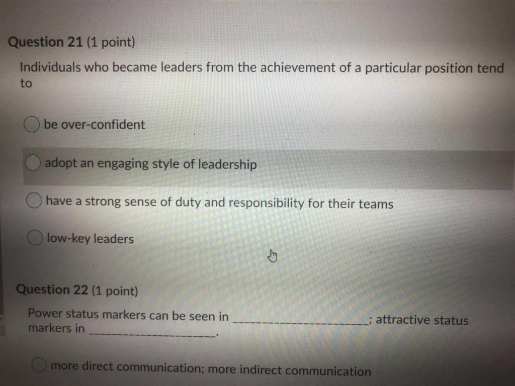 Question 21 (1 point) Individuals who became