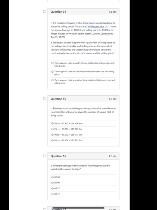 ze (1000's sq. ft.) Selling Price ($1,000s) 1.26