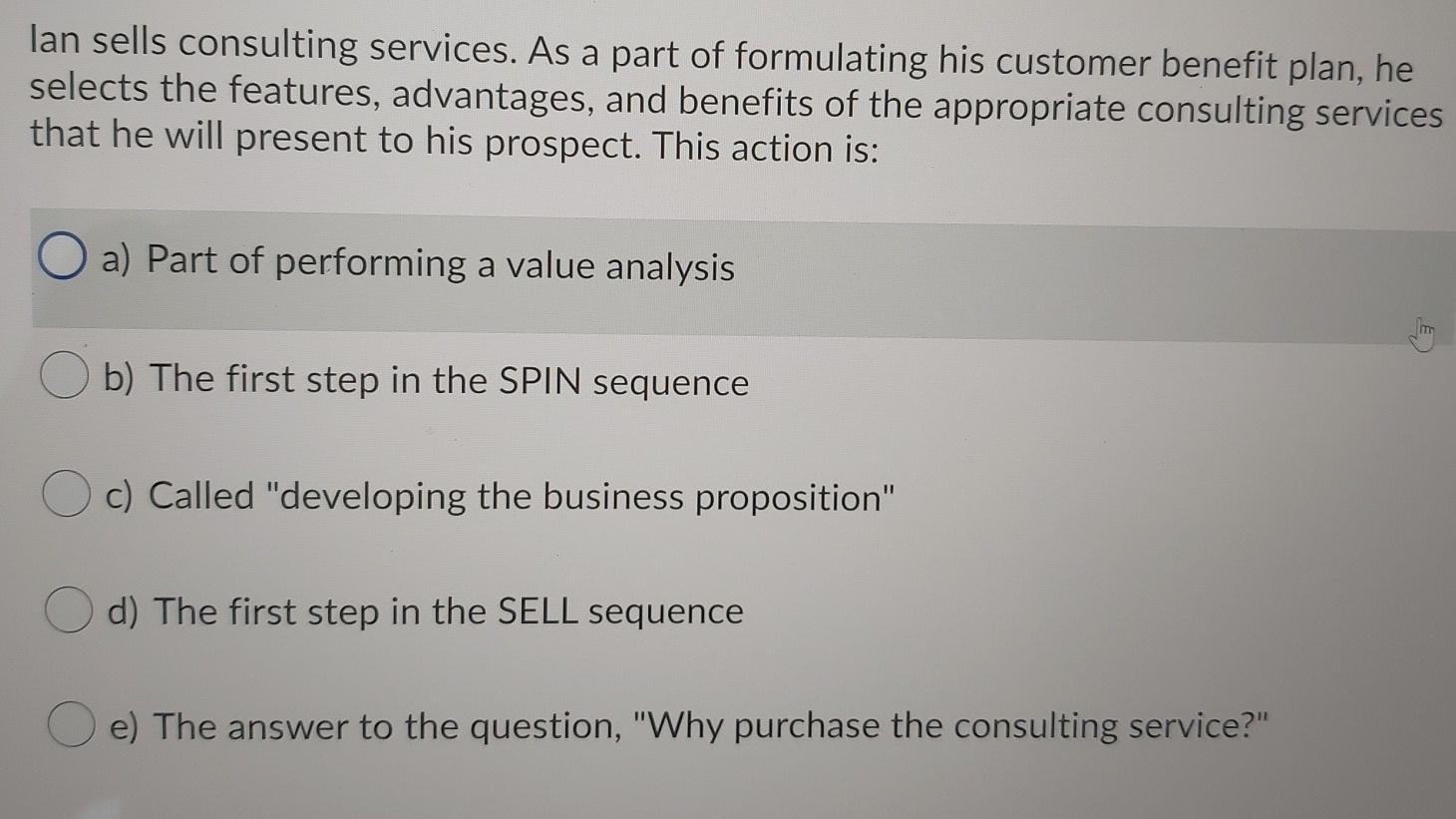 30 lan sells consulting services. As a part of