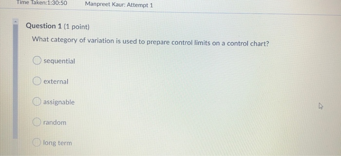 Time Taken: 1:30:50 Manpreet Kaur: Attempt 1