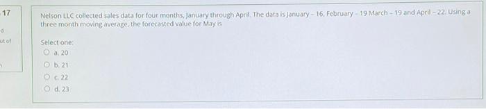 17 Nelson LLC collected sales data for four