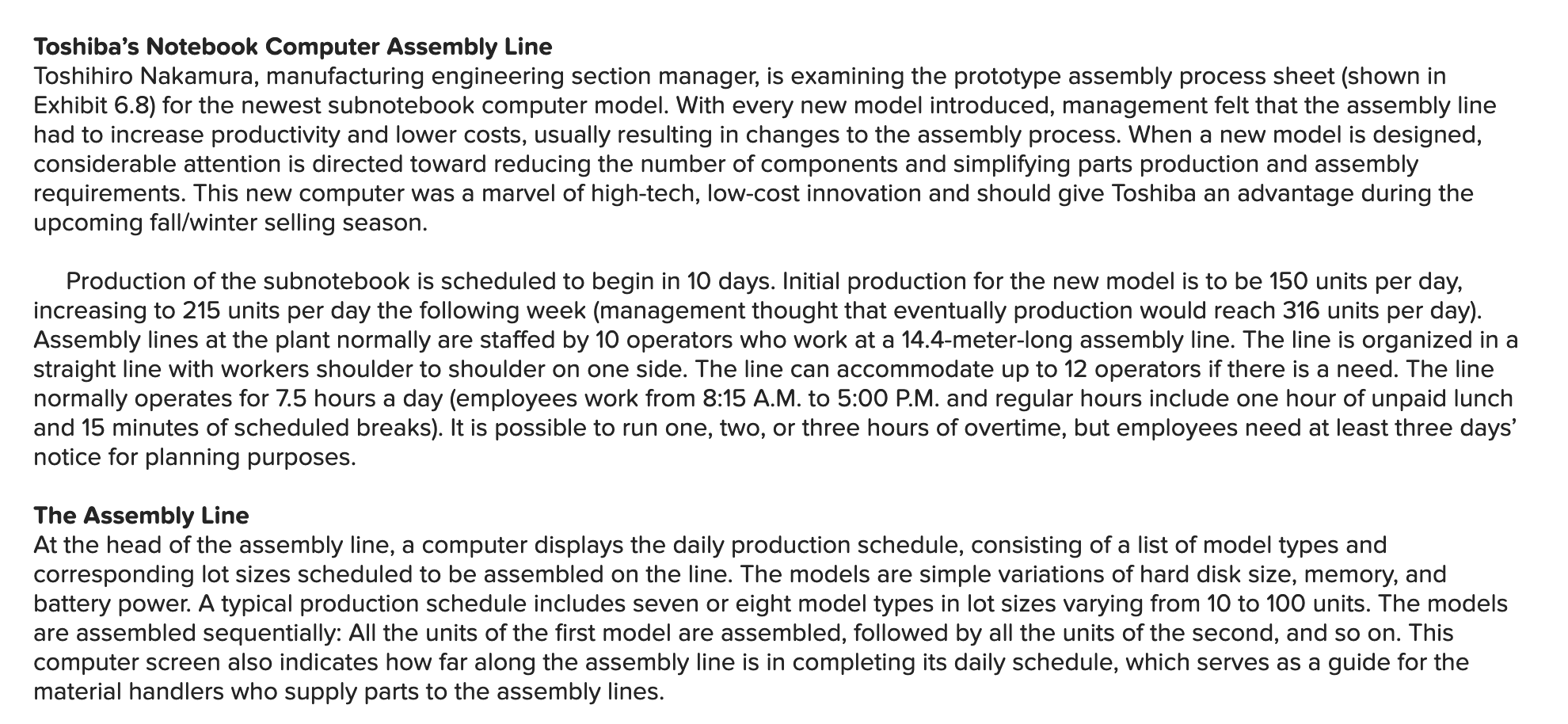 Toshiba's Notebook Computer Assembly Line