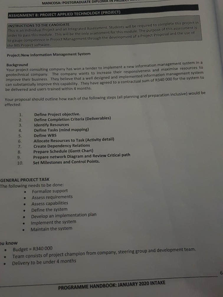 Project: New Information Management System