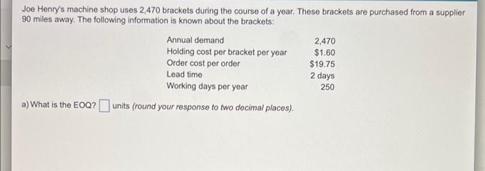 1) what is the EOQ? 2) what is the average