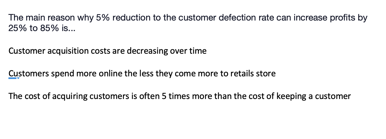 The main reason why 5% reduction to the customer
