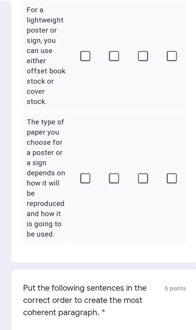 Match the transitional word or phrase 6 points