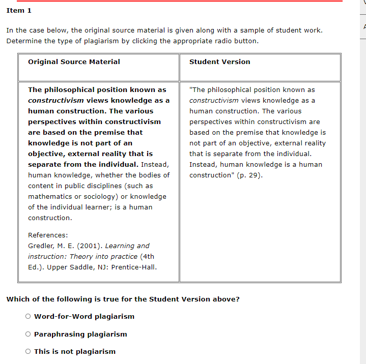 Item 1 In the case below, the original source