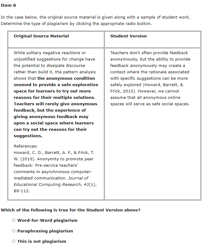 Item 1 In the case below, the original source