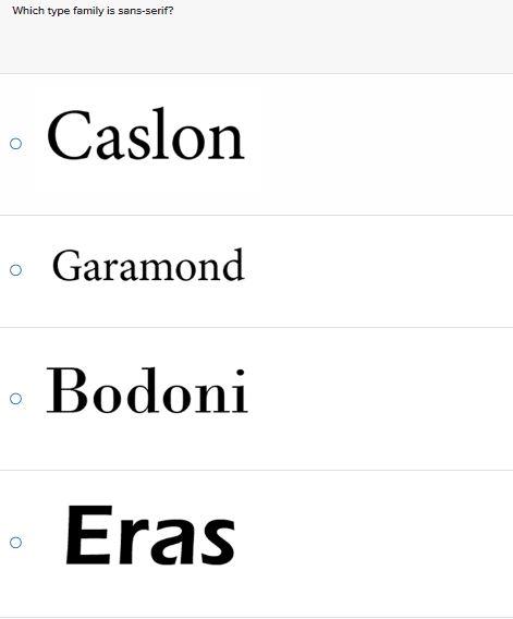 Caslon Garamond Bodoni