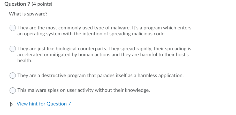 Question 1 (4 points) Precaution for data