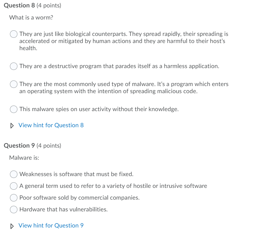 Question 1 (4 points) Precaution for data