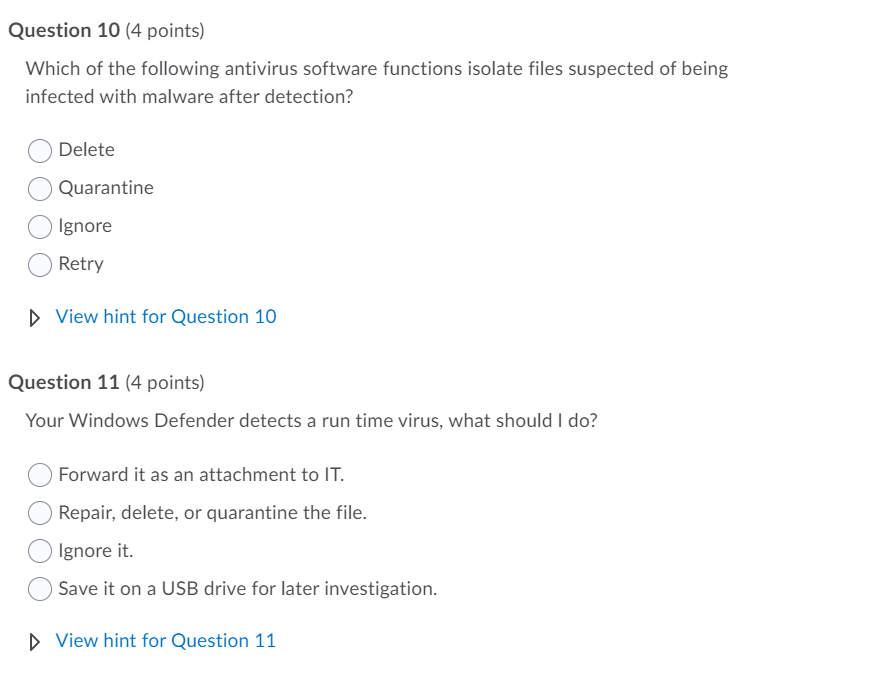 Question 1 (4 points) Precaution for data