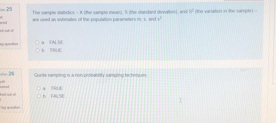 clon 25 et ered The sample statistics - X (the