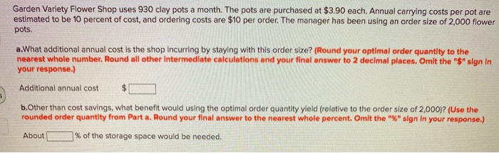 Garden Variety Flower Shop uses 930 clay pots a