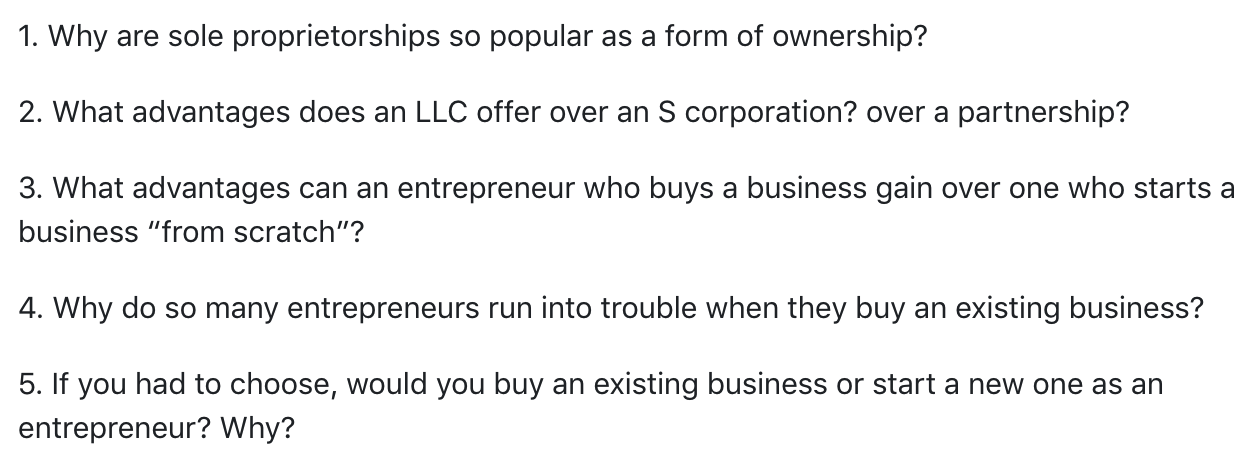 1. Why are sole proprietorships so popular as a