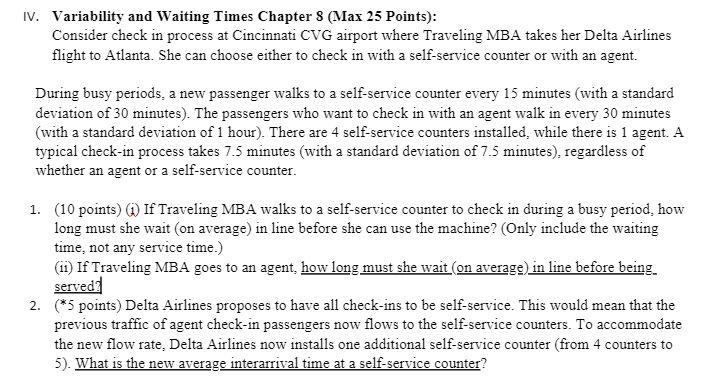 IV. Variability and Waiting Times Chapter 8 (Max