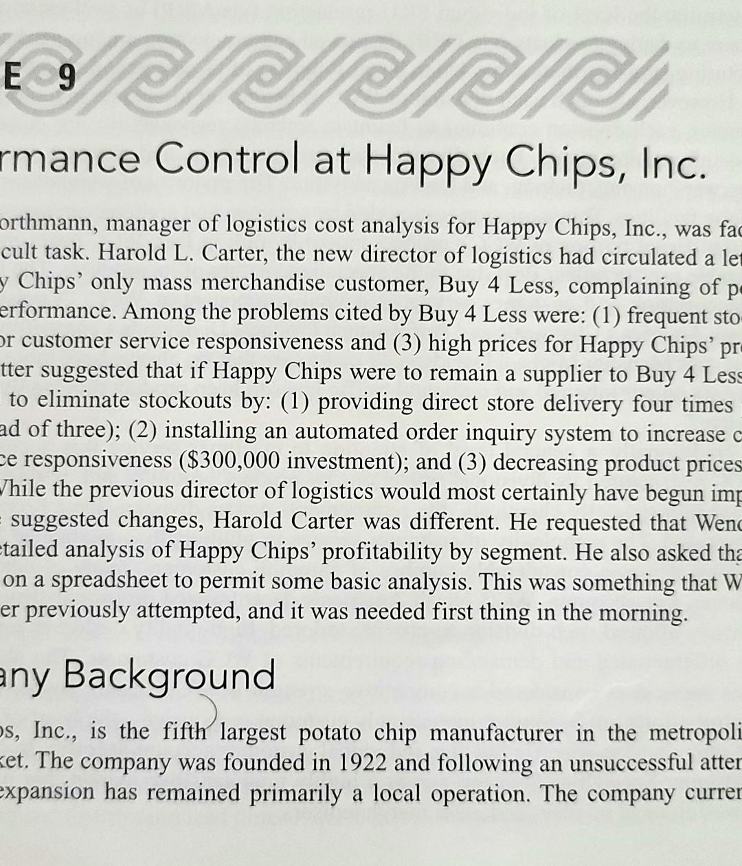 See question attached. E 9 rmance Control at