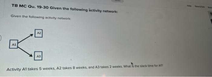 TB MC Qu. 19-30 Given the following activity