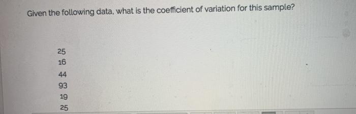 Given the following data, what is the coefficient