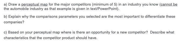 a) Draw a perceptual map for the major