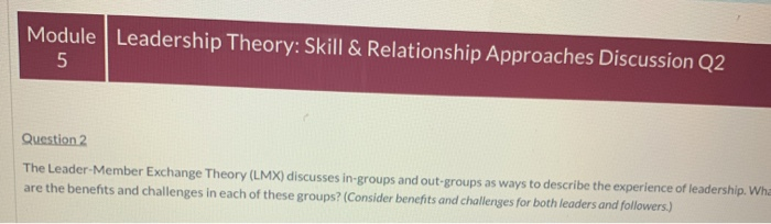 Module Leadership Theory: Skill & Relationship