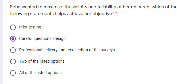 Soha wanted to maximize the validity and