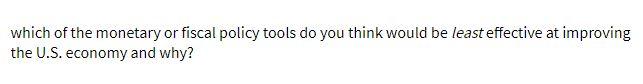 which of the monetary or fiscal policy tools do