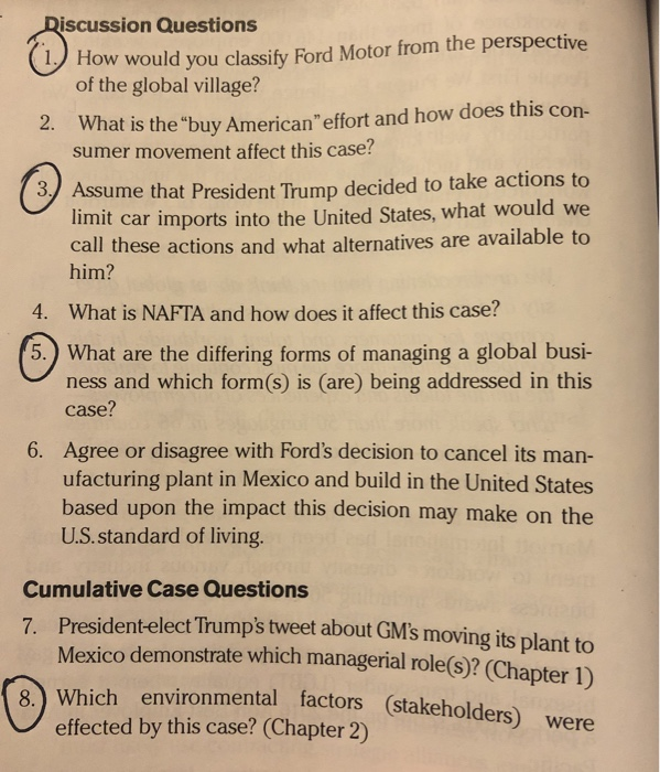 Discussion Questions How would you classify Ford