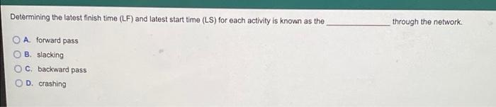24/25 Determining the latest finish time (LF) and