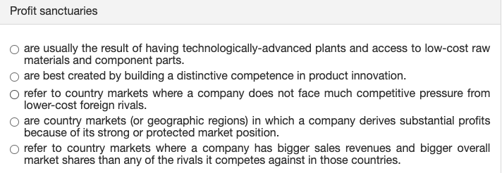 Profit sanctuaries are usually the result of
