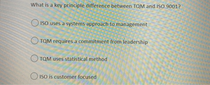 What is a key principle difference between TQM