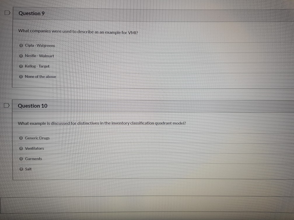 Question 9 What companies were used to describe