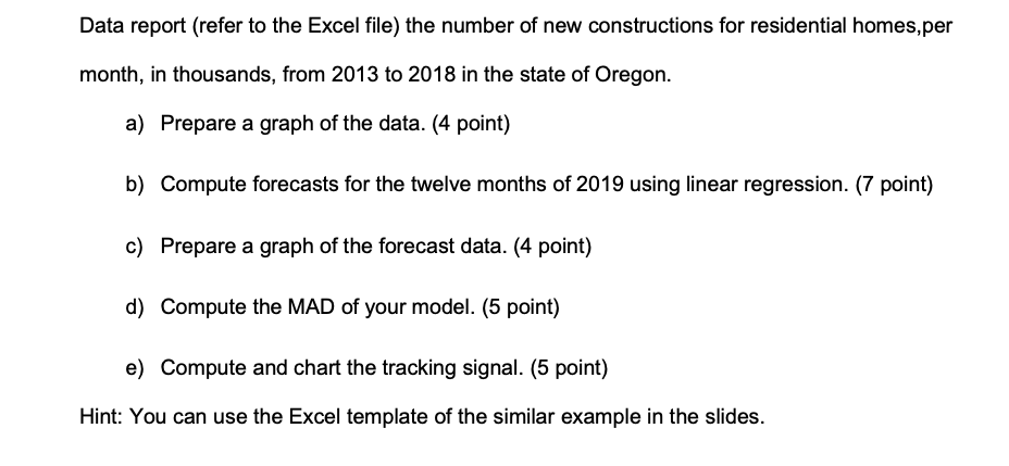 PLEASE HELP! Data report (refer to the Excel