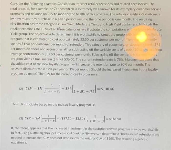 please answer thank youuuu Customer Lifetime
