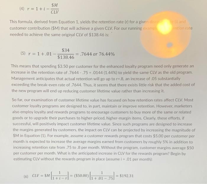 please answer thank youuuu Customer Lifetime