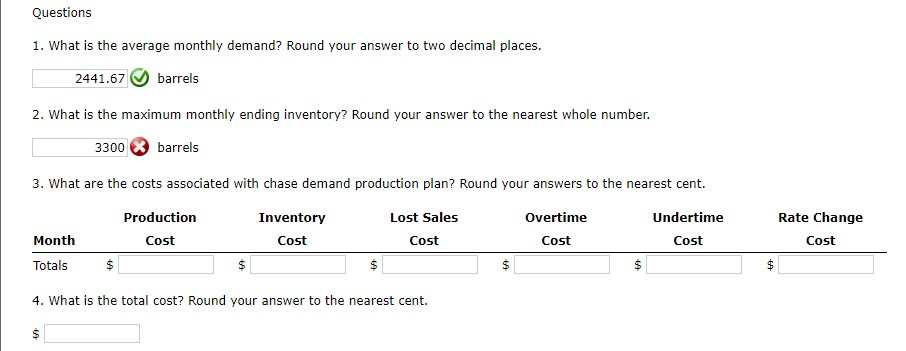 Using the Chase Aggregate Demand Levels, please