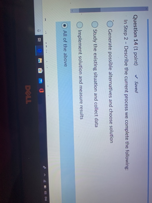 Question 14 (1 point) Saved In Step 2 - Describe