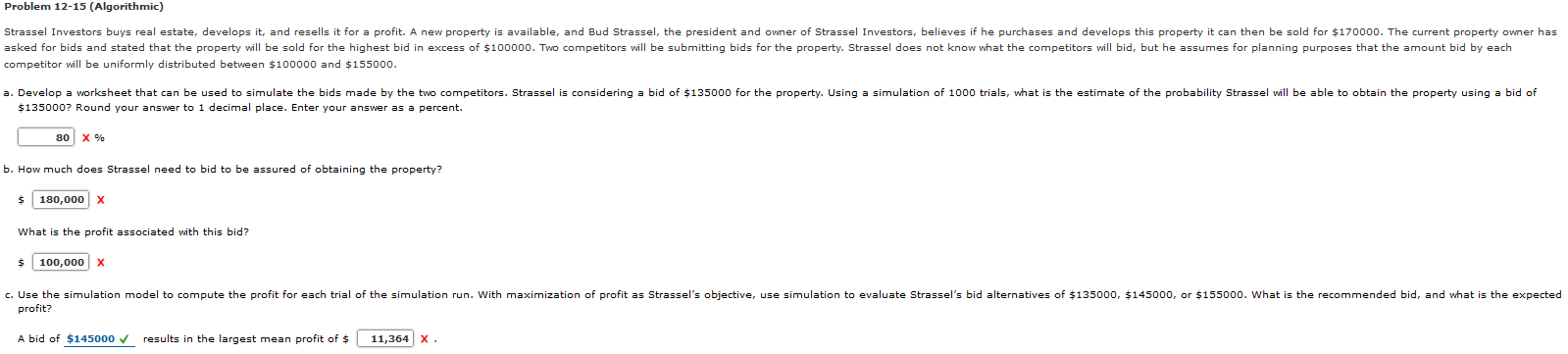 Problem 12-15 (Algorithmic) Strassel Investors