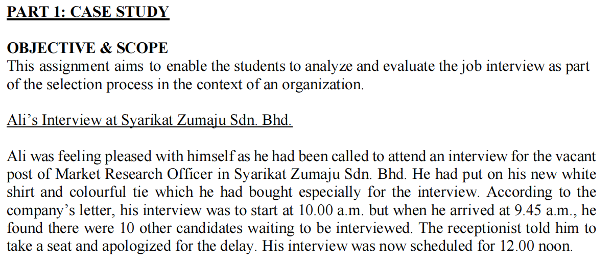 Case Questions 1) How might the interview process