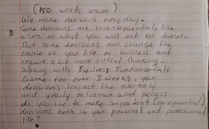 words answer course ok (150 words We make