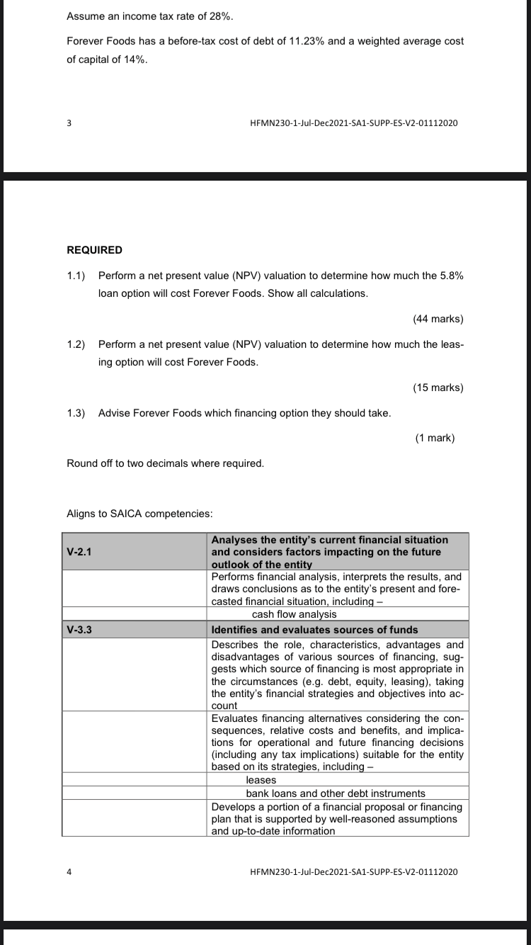 QUESTION 1 (60 MARKS) Forever Foods Ltd.