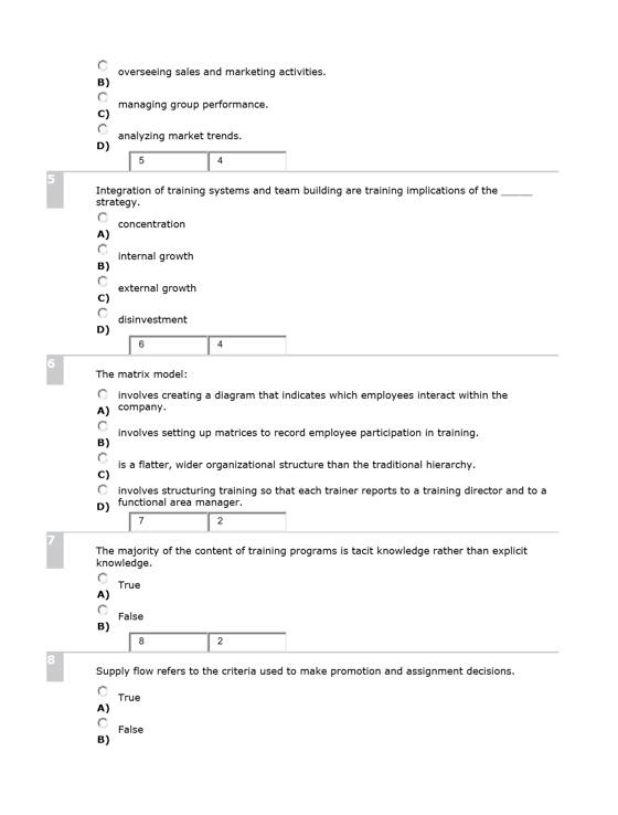 Need help 5 through 10. overseeing sales and