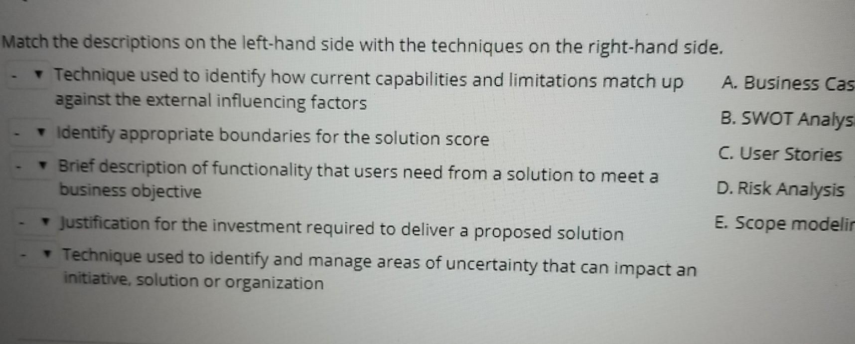 Match the descriptions on the left-hand side with