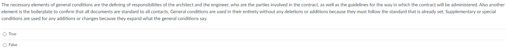 The necessary elements of general conditions are