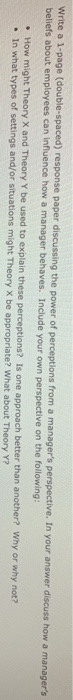 Write a 1-page (double-spaced) response paper