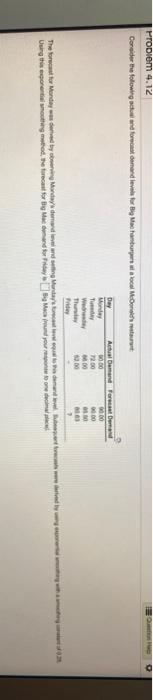 O Problem 4.12 Consider the following to and