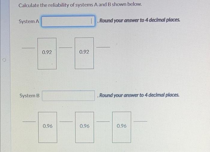 show work if possible Calculate the reliability