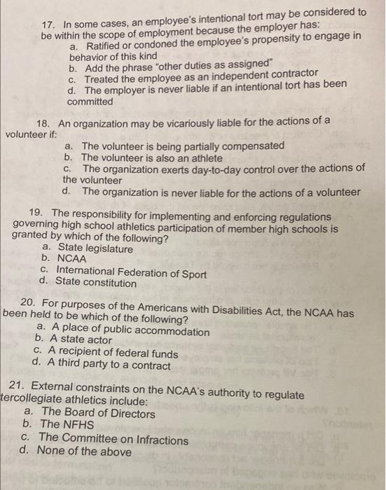 17. In some cases, an employee's intentional tort